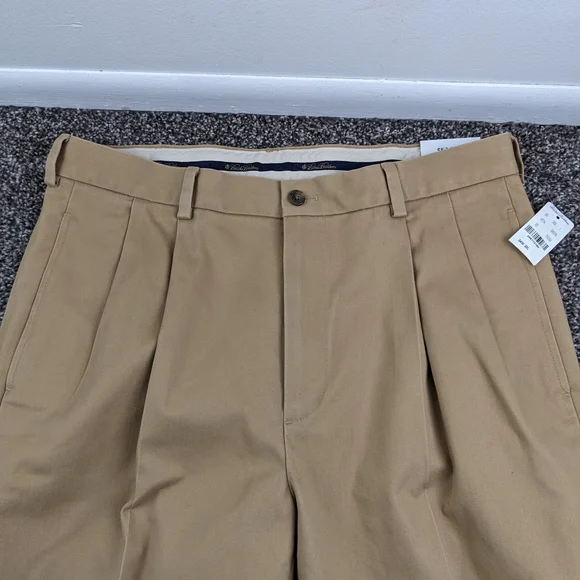 NWT Brooks Brothers Pants Advantage Chino Elliot Pleated Cuffed 34x32 Relaxed